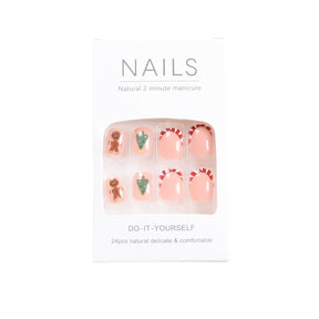 Cute Christmas Tree and Gingerbread Man Nails, Colorful Candy Cane