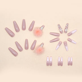 Pink Cotton Candy Ball Diamond Ballet Nail Wraps for Fall Nails