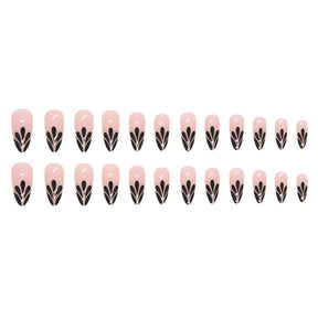 Sweet Edgy Black Petal Drop French Nail Stickers