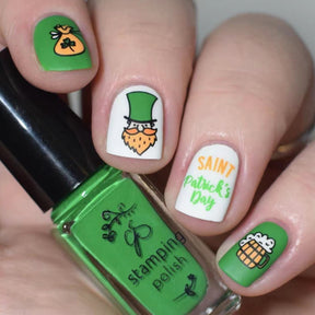 St. Patrick's Day Green Matte Square Lucky Clover Beer Nails