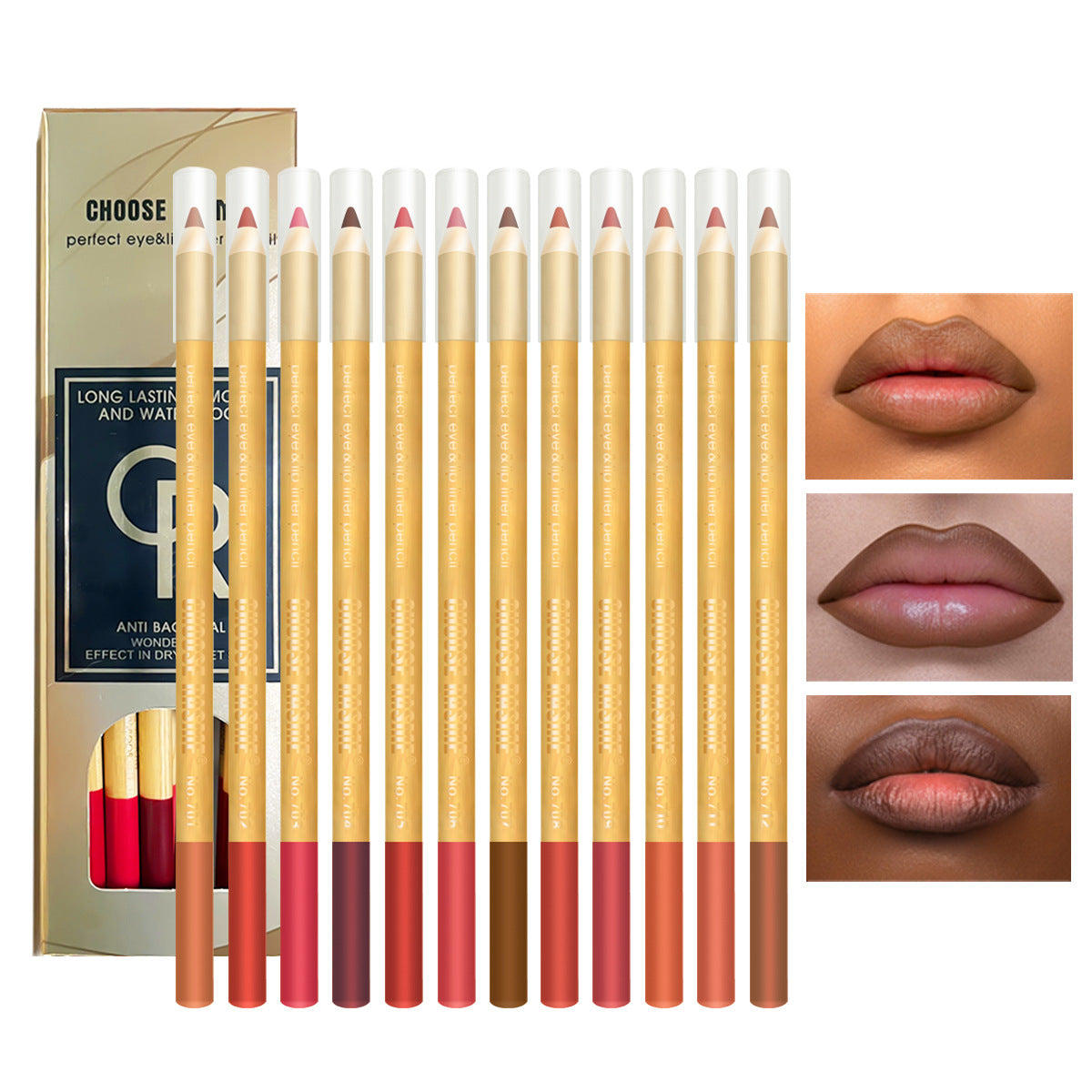 12-Color Matte Lip Liner Set - Long-Lasting