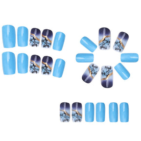 Blue Watercolor Ombre Nail Tips for Stylish Wear