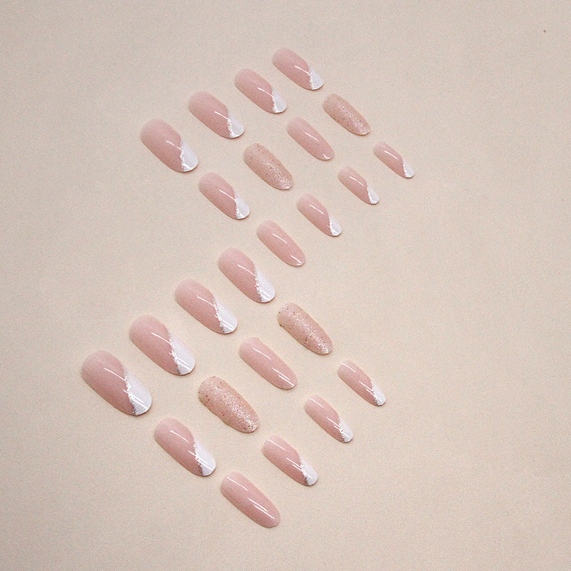 Oval Minimalist Slanted French Nails for Elegance