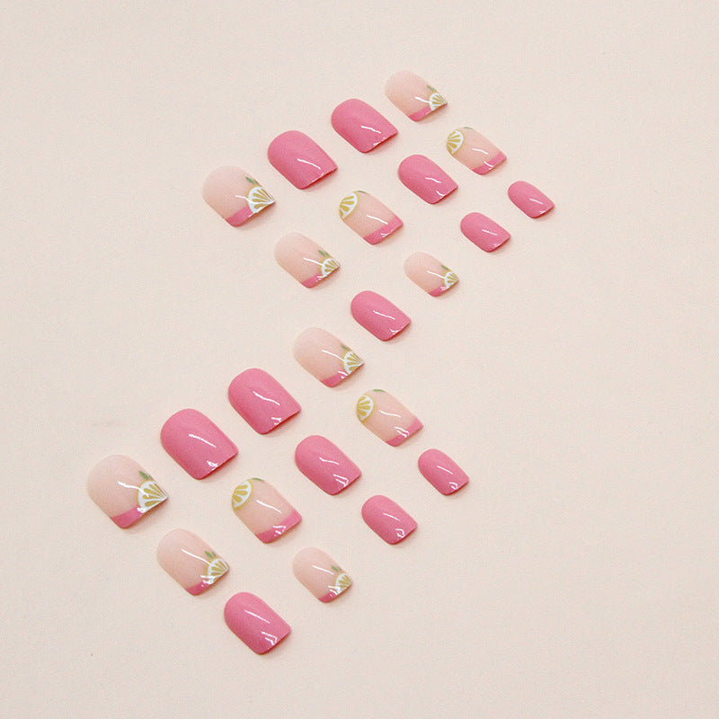 Cute Pink Lemon Nails, Sweet Short Style