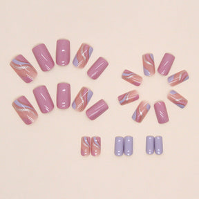 Trendy Wavy Pink and Purple Nail Stickers