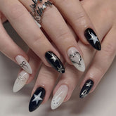 Black White Silver Star Heart Bow Wholesale Nails