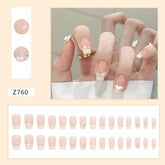 Short Ballet White Pearl and Cream French Nails - Cute Ins Style (24-Piece)