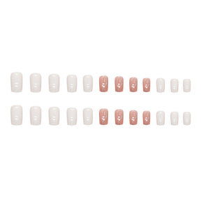 Mid-Length Square Pearlized Nails, Soft and INS Style