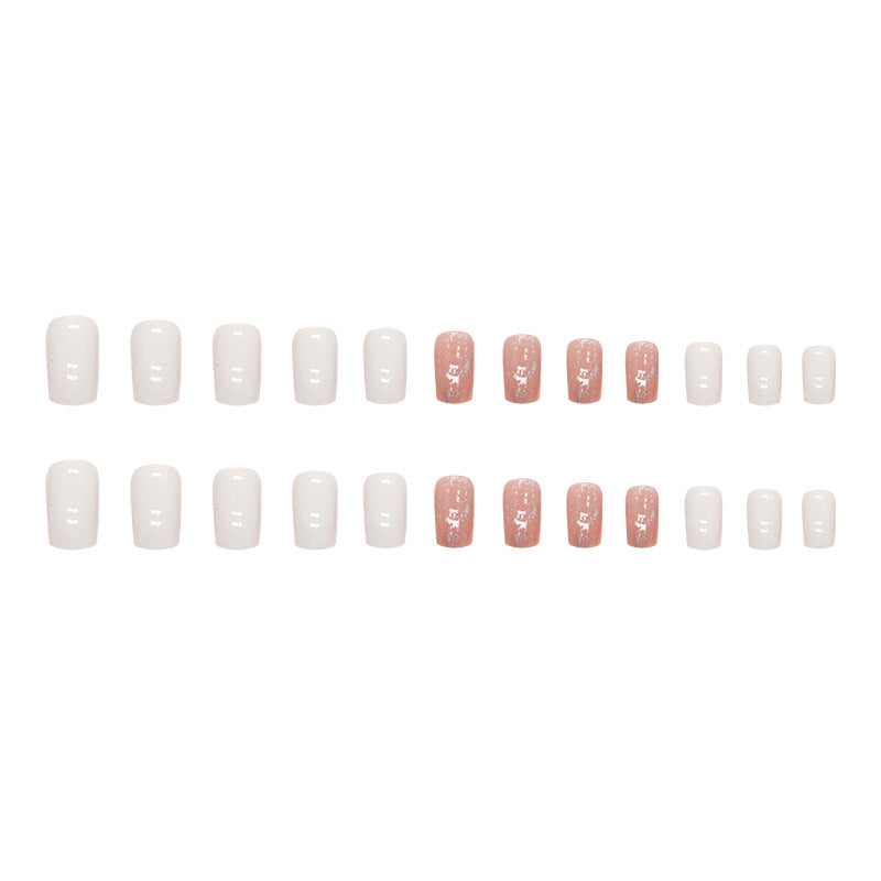 Mid-Length Square Pearlized Nails, Soft and INS Style