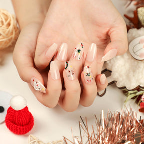 Christmas Press-On Fall Nails Set with Nail Tips