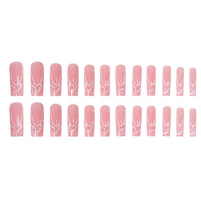 Long European Nail Tips with Pearl Lines, Removable