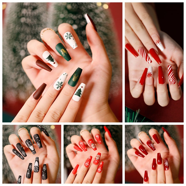 Christmas Press-On Fall Nails Set with Nail Tips