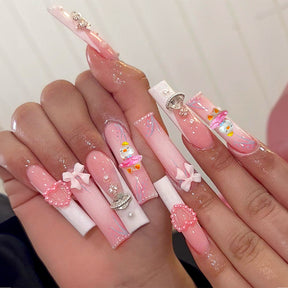 Pink Heart Magic Castle Removable Nail Tips