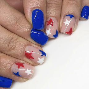 4th July Star Handmade Short Nail Stickers