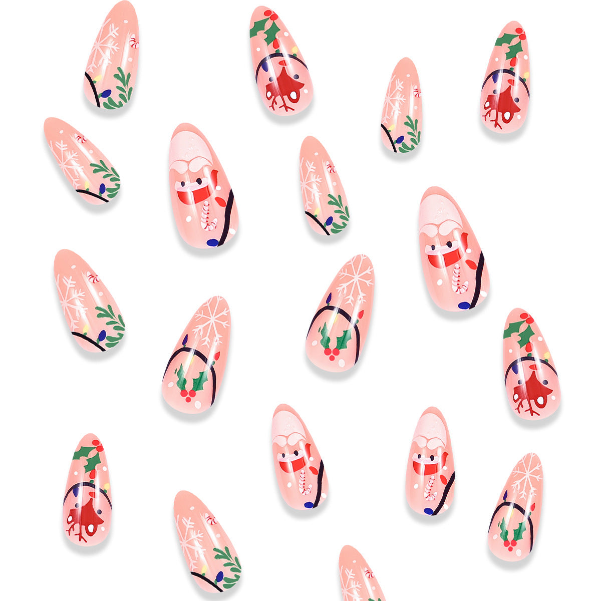 Santa Claus Reindeer Christmas Nail Tips