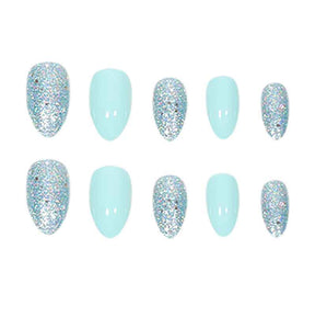 Solid Color Glitter Gel Nail Extensions, Removable