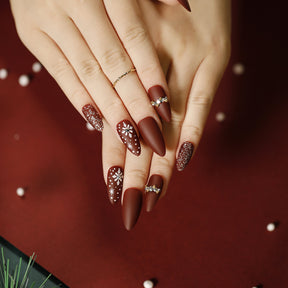 Christmas Press-On Fall Nails Set with Nail Tips