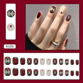 Red Christmas Fall Nails - Pre-Made Wearable Nail Tips (24PCS)