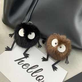 Cute Mink Fur Coal Ball Keychain - Car Charm