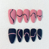 Chic Handmade Matte Hand-Painted Ribbon Fall Nails, Trendy and Versatile Nail Patches