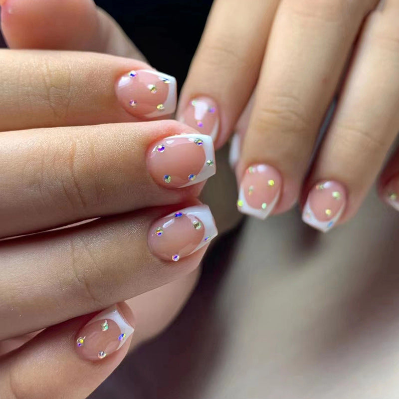 Short Ballet-Inspired White French Tip Nail Wraps for Fall Nails