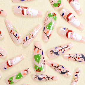 Cute Santa and Reindeer Christmas False Nails