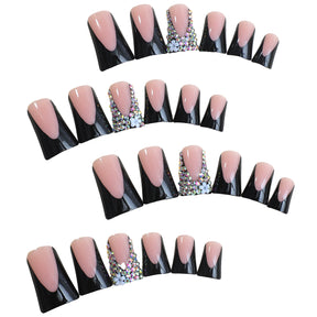 Popular Duckbill Shape Black French Tip Nails