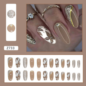 Ballet Nails with Glitter and Diamonds: 24-Piece Sparkly Fall Nail Wraps