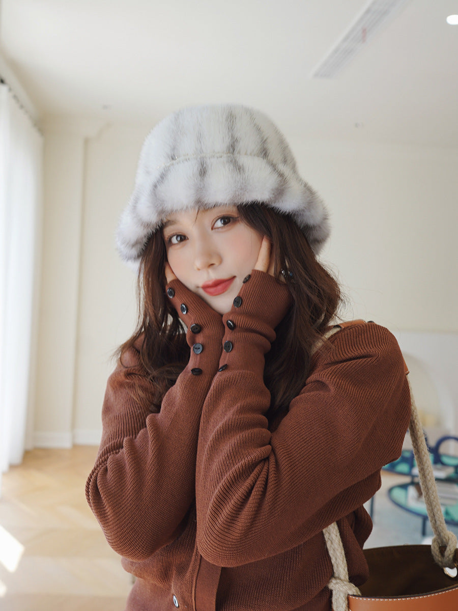 Warm Mink Fur Winter Bucket Hat - Stylish & Versatile