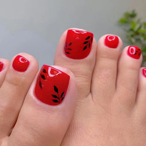 Red Leaf Toe Fall Nails