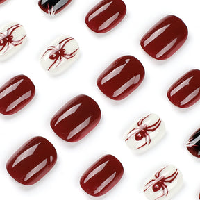 Wholesale Red-White Contrast Nail Art Tips with Heart and Spider Designs