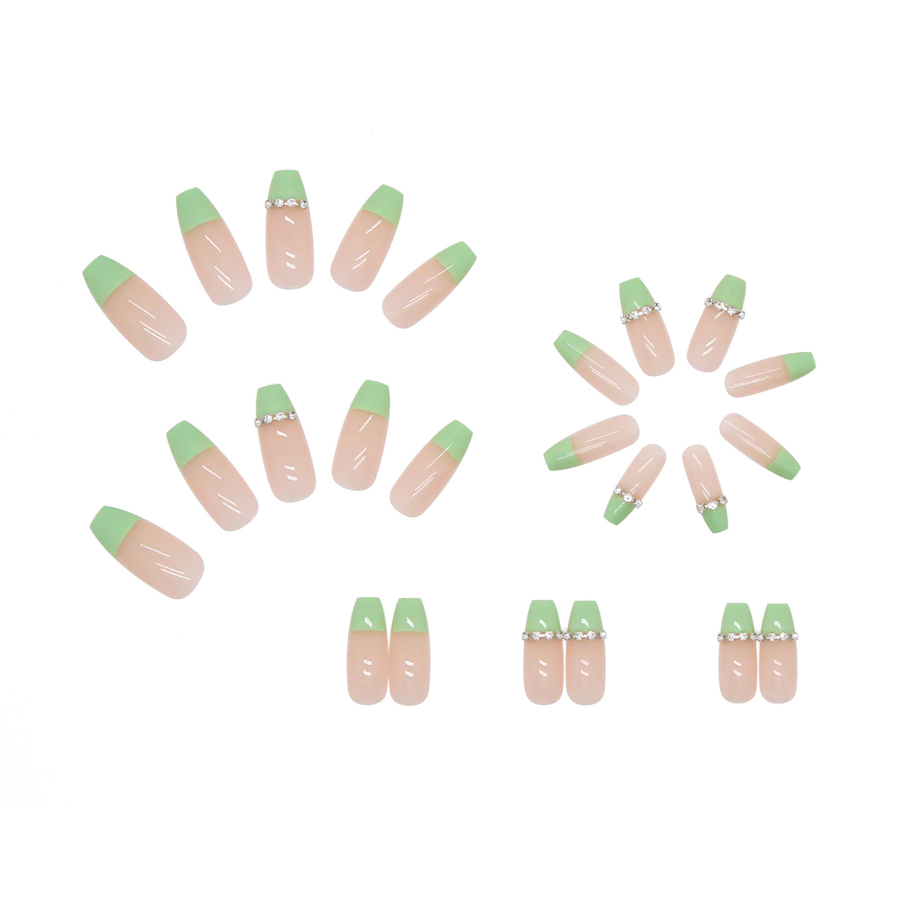 Wearable Green French Chain Long Thin Nail Stickers