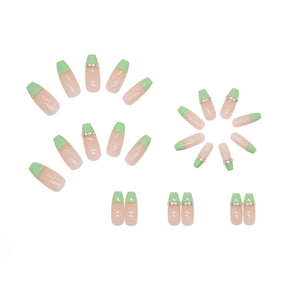 Wearable Green French Chain Long Thin Nail Stickers