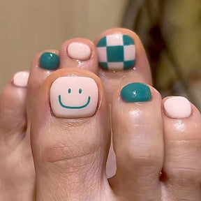 Smiling Lake Green Checkerboard Toe Nail Stickers