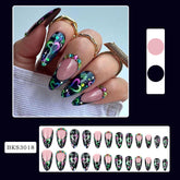 Dark Colored Heart Diamond Almond Nail Tips