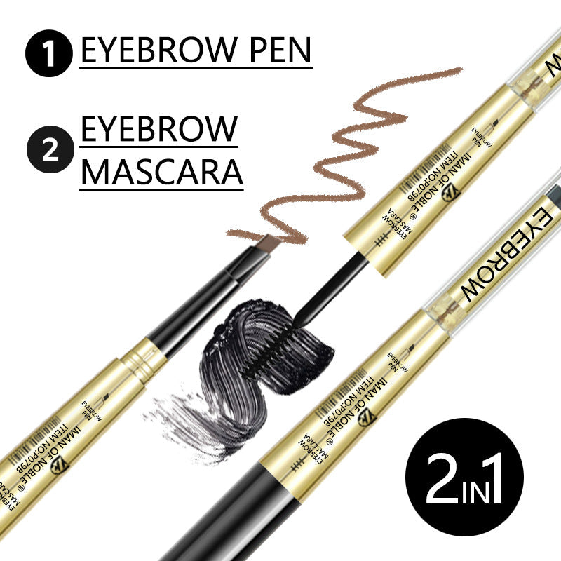 Double-Head Triangular Eyebrow Pencil with Waterproof Mascara