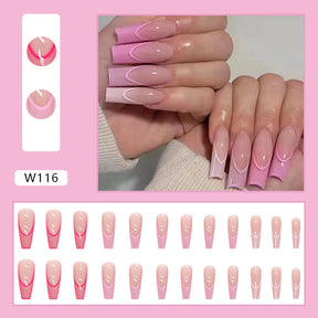 Ballet T-Shape Press-On Fall Nails - European and American Style (24PCS)