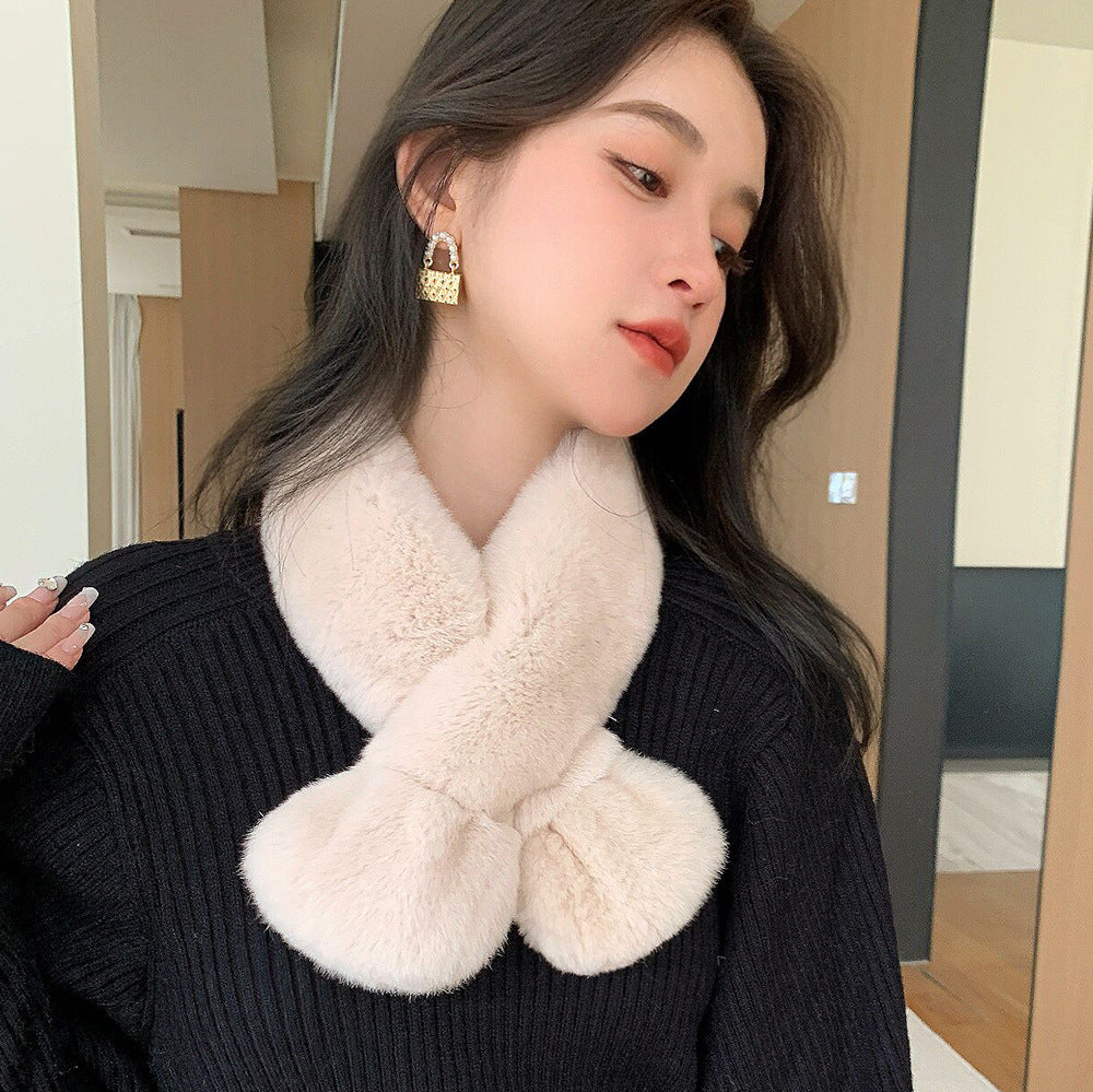 Velvet-Soft Real Rabbit Fur Scarf Winter Warmth