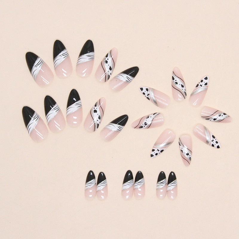 Black White Zebra Almond Galaxy Nail Stickers