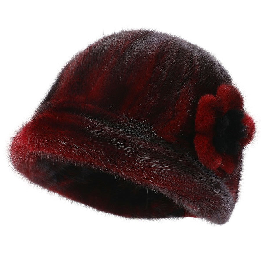 Winter Mink Fur Hat for Elderly Women - Stylish & Warm