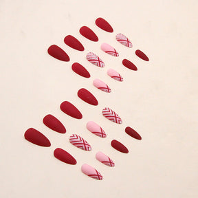 Simple Matte Red Nails New Year Bride Shiny Gold Ins Style