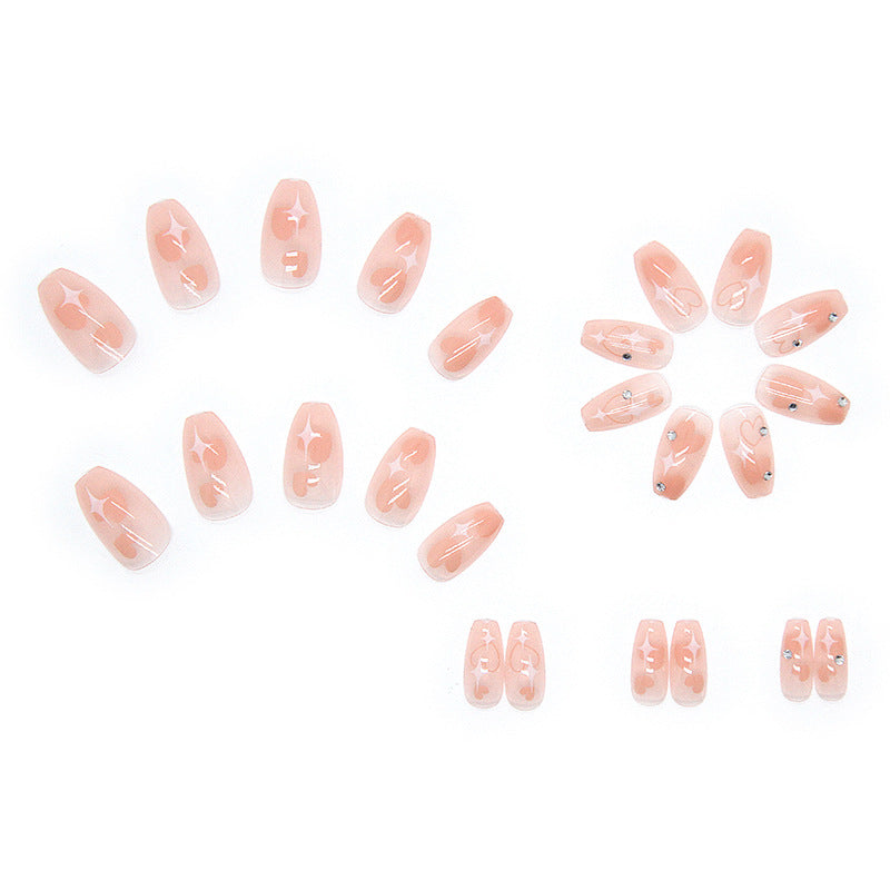 Chic Pink Transparent Heart Nail Stickers - Removable & Reusable