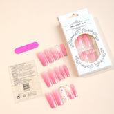 Rectangular Water Pipe Nail Tips with Flower French Design