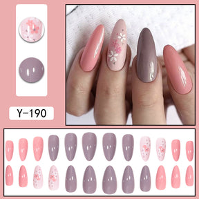 Almond Shape Nail Extensions with Delicate Floral Design