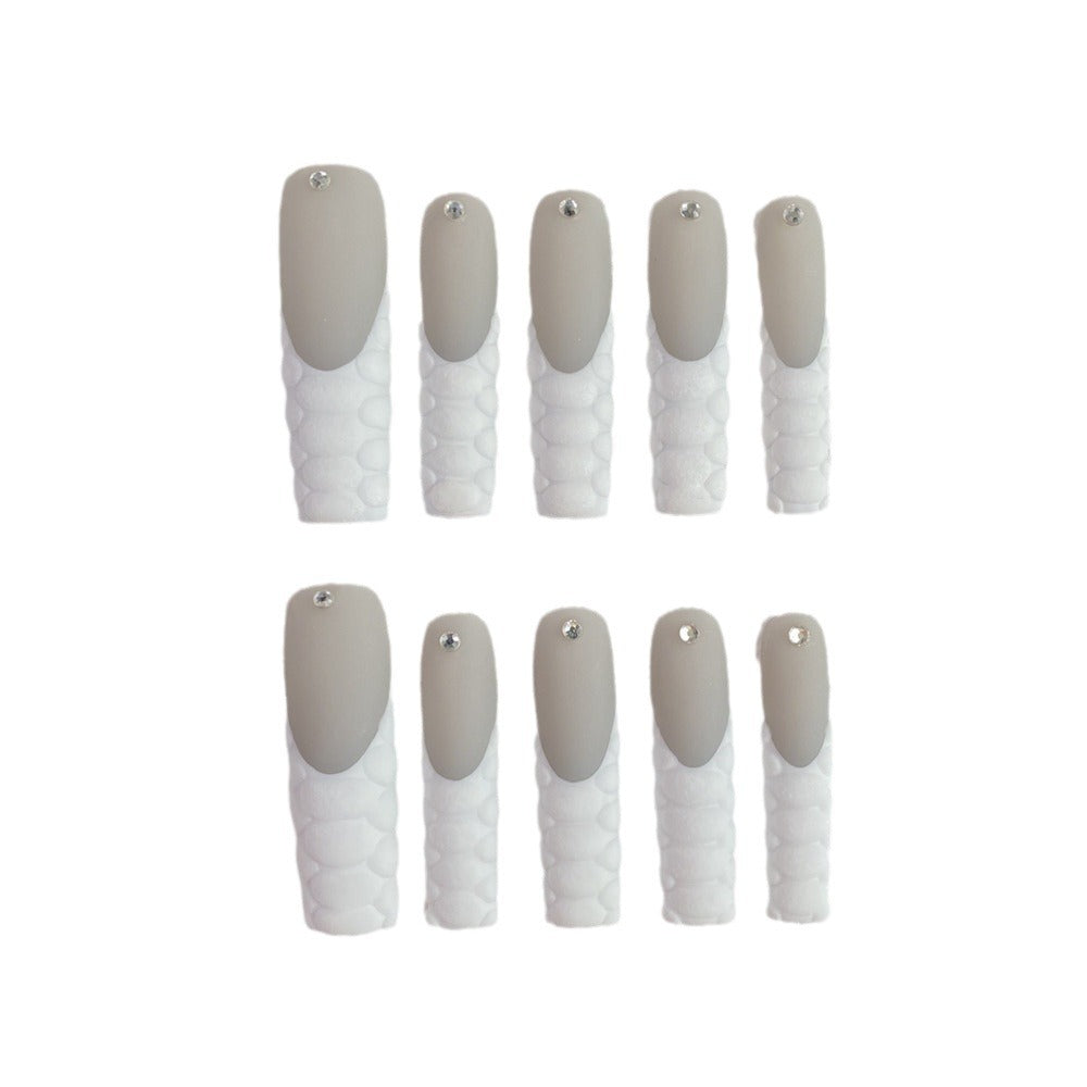 Chic Handmade Matte Snake Skin Long Fall Nails, Removable and Stylish Nail Patches