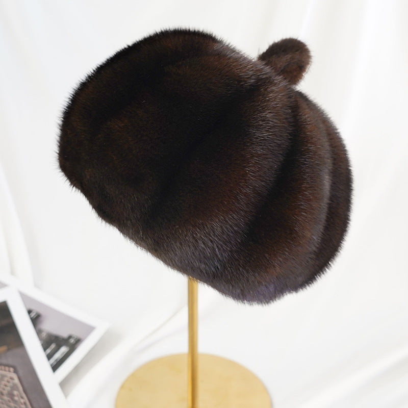 Warm Mink Fur Pumpkin Hat - Stylish Winter Accessory