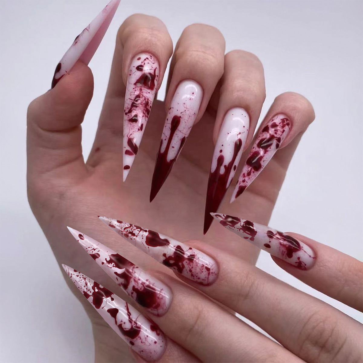 2024 Long Pointed French Fall Nails for Halloween