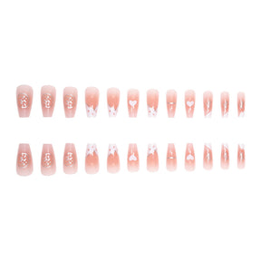 Sweet INS Style Short Milk White Heart Nail Extensions