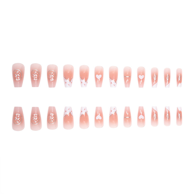 Sweet INS Style Short Milk White Heart Nail Extensions