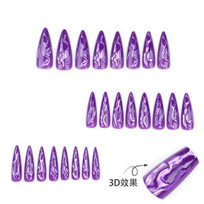 Purple Magic Mirror 3D Fall Nails for Halloween 2024